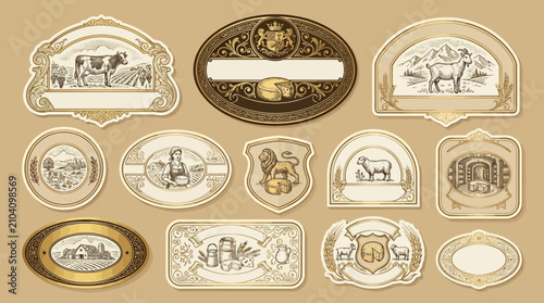Vintage Labels Collection: Dairy, Farms, Animals, and Rustic Designs