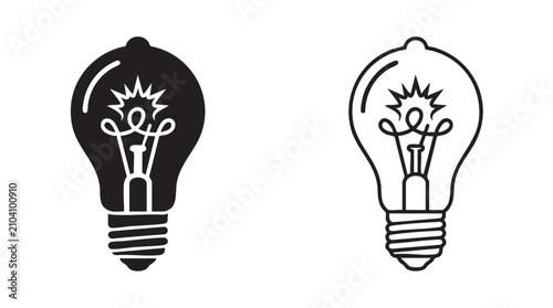 Konstfotografi lightbulb idea silhouette witn line art vector icon for creativity concept