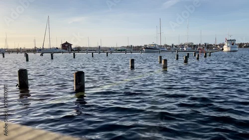 Pier totally under water, Faaborg Harbour, Denmark