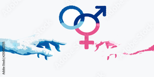 Foto Gender symbols with abstract shapes vector illustration on white background
