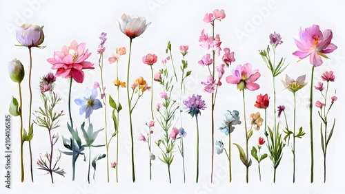 Vibrant Wildflower Stems Row