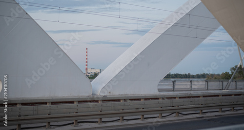 Foto View from the Zezelj Bridge in Novi Sad with the thermal power plant in the dist