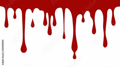 Red Liquid Paint Dripping Down on a Plain White Background