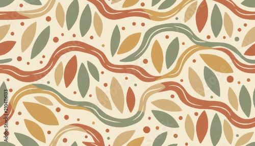 Abstract organic pattern with flowing lines and leaf shapes.