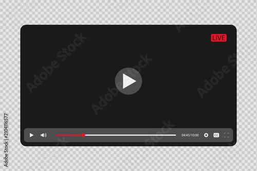 Black player interface with play button overlay interface streaming software