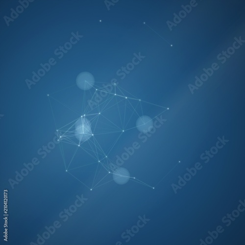 Obraz na płótnie Abstract network of points and lines on blue background