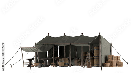 Tableau sur toile Medieval Market Tent Historical Scene