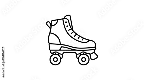 Simple line art icon of a roller skate