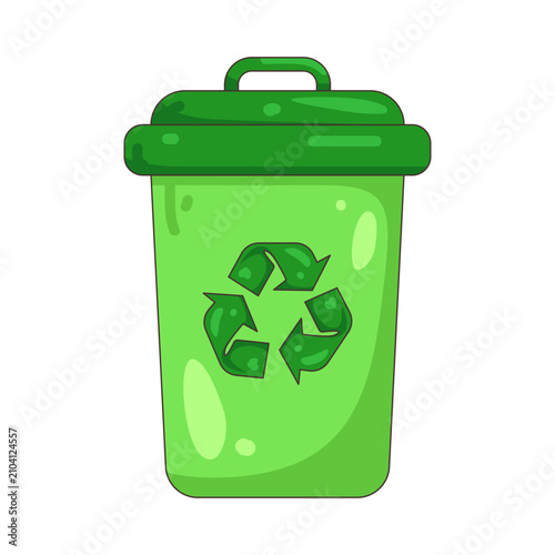 Illustration of Green Recycling Bin 