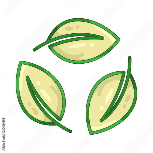 Illustration of Recycle Symbol with Leaves 
