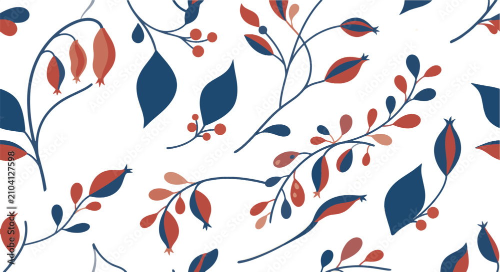 Fototapeta premium Elegant Botanical Floral Seamless Pattern Background Design Collection