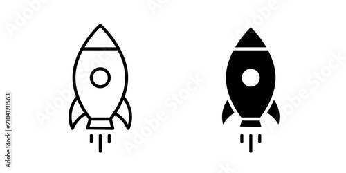 Rocket Launch Icon represents startup growth, innovation, and successful business launches with an editable outline vector illustration.