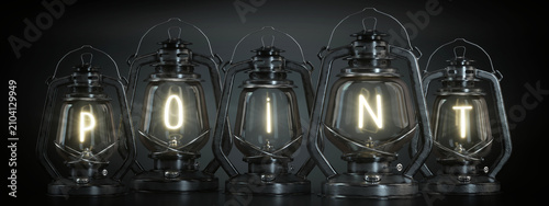 Fotografía Point - Vintage Kerosene Lanterns - 3d illustration