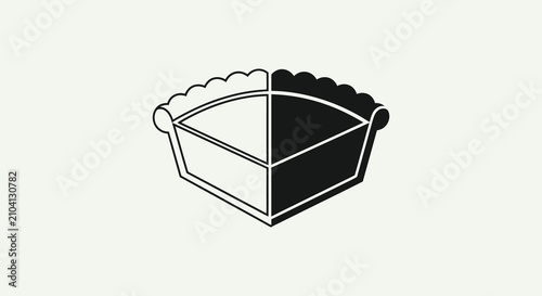 Billede på lærred Pie Slice With Crust Two tone Graphic Silhouette portion crust baked