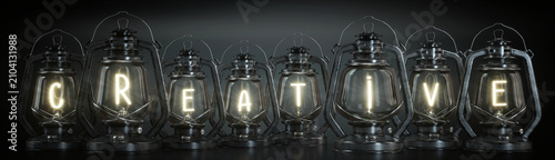 Foto Creative - Vintage Kerosene Lanterns - 3d illustration