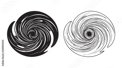 Foto silhouette with line art vector icon of a time warp wormhole portal