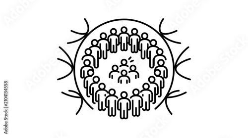 Circle of People Icon: Community, Togetherness, Group Dynamics, Support Network