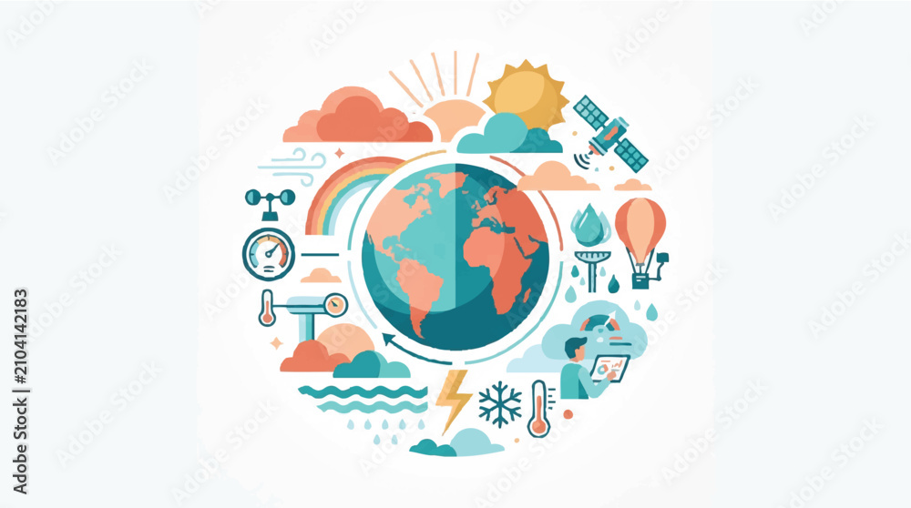 Obraz premium Global weather forecast and climate change concept illustration.