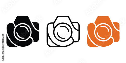 Camera phone receiver icon set for photography contact support