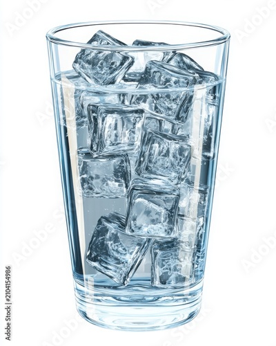 Clear Glass Of Ice Water On White Background
