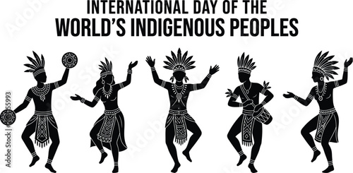 Foto Indigenous peoples silhouettes vector illustration on a white background, Interl