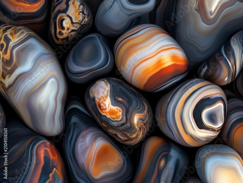 Close Up View Of Colorful Banded Gemstones