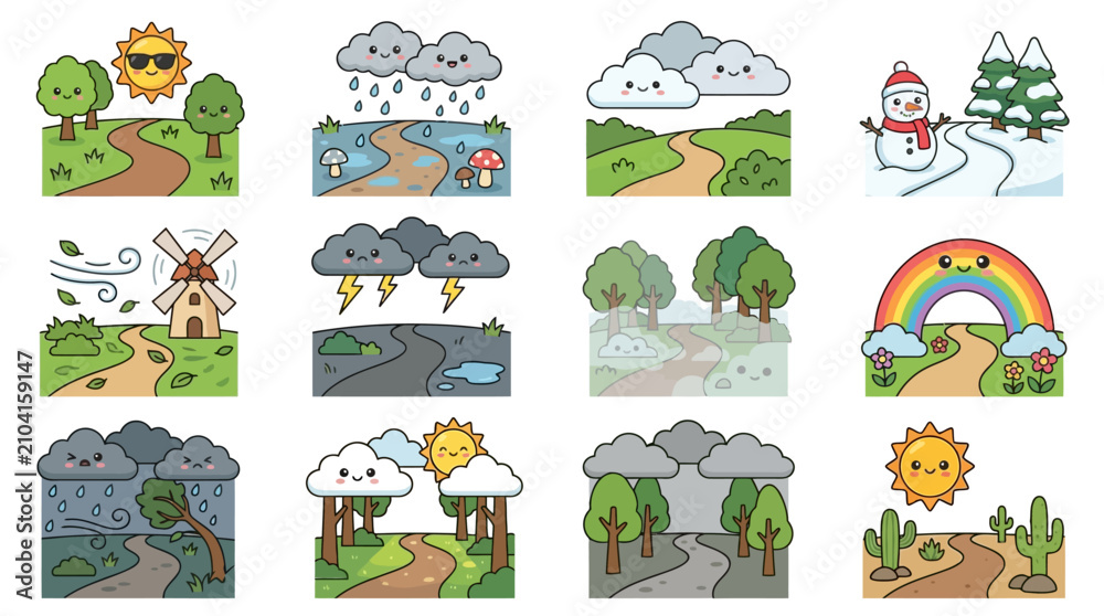 Fototapeta premium Weather Forecast Icons Set.