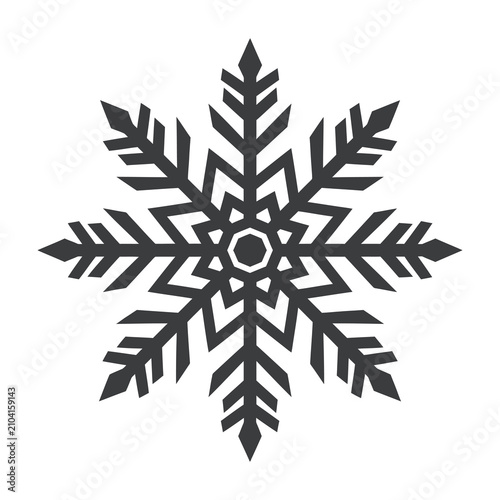 Black snowflake design on white background