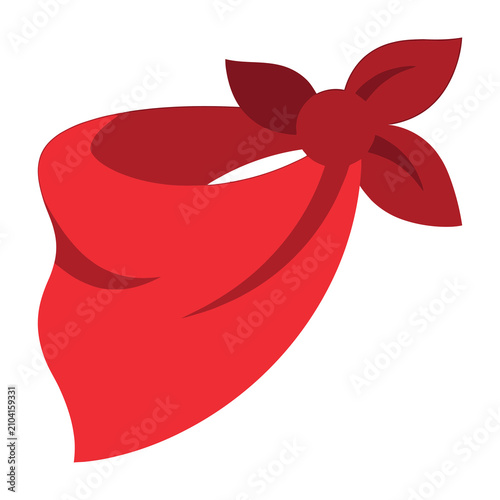 Red bandana tied up on a white background