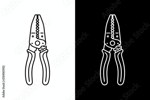 Professional Combination Pliers Line Art Icon Set for Construction and Hand Tool Equipment Illustration