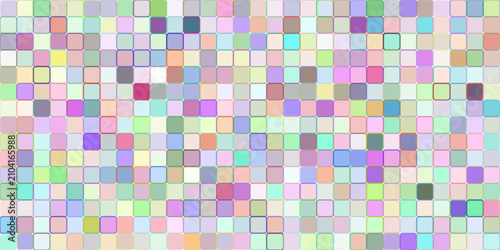 Abstract Pastel Mosaic Background With Colorful Geometric Squares and Soft Patterned Tiles