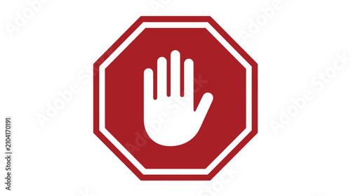 Obraz na płótnie Red Hand Stop Sign Traffic Symbol.