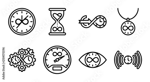 Schilderij op canvas Infinity Time Icons Set: Timeless Concepts, Eternity, Chronology, Measurement, C