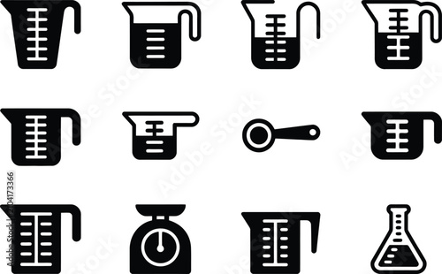 Measuring Cup Icon Set for Kitchen Cooking and Baking