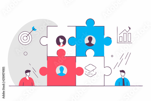 Team of diverse people working together in office