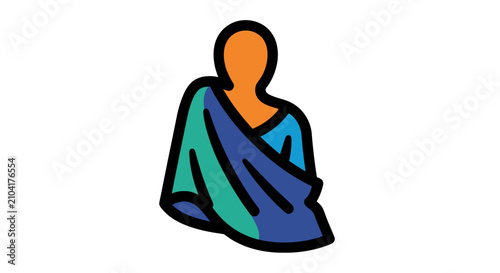 Bild auf Leinwand Colorful illustrated person wearing a shawl or scarf.