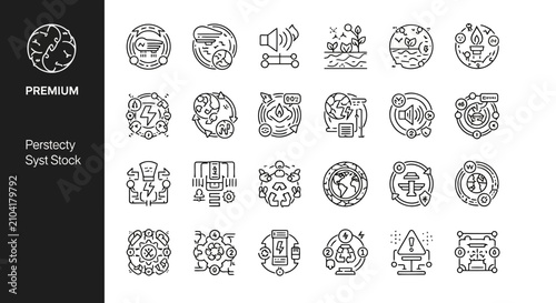Fotografía Premium collection of environmental and sustainable system icons for ecological design