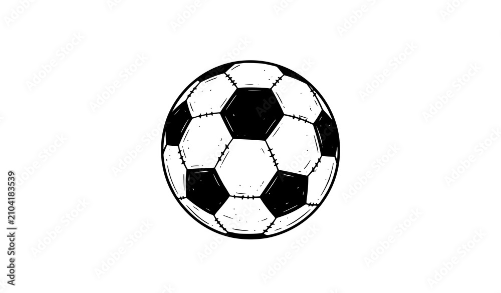 Fototapeta premium Hand Drawn Football Ball Vector Illustration for Sports Competition Tournament and Active Lifestyle Design