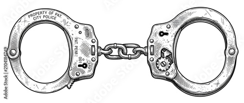 Canvas Print Vintage Handcuffs Illustration