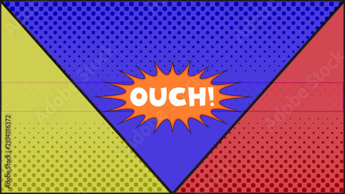 Принти на полотні Retro comic book background with Ouch text, vintage pop art explosion bubble, co