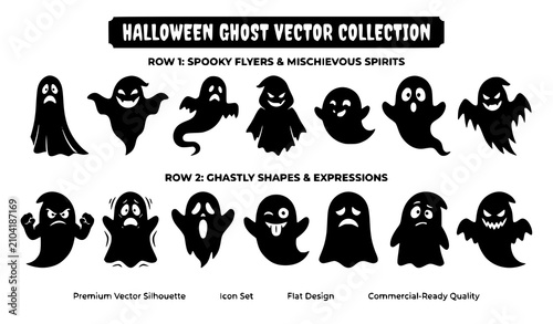 Εκτύπωση καμβά High-Quality Ghost Vector Collection with Various Expressions for Spooky Designs