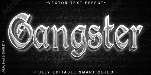 Foto Classic Gangster Style Gray Shiny Vector Fully Editable Smart Object Text Effect