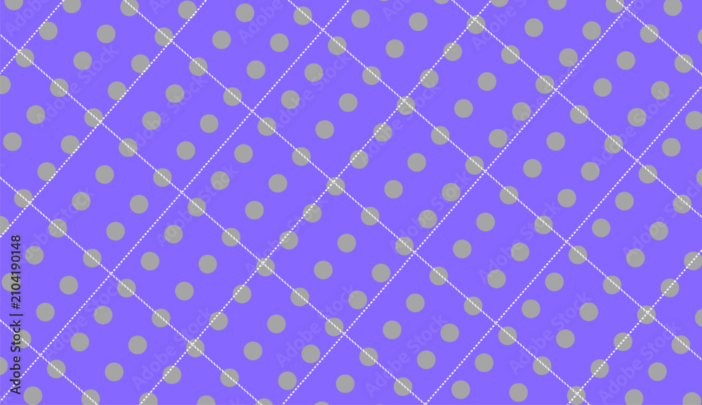 Obraz premium Purple Polka Dot Diagonal Pattern With Quilted Stitching Seamless Retro Background Texture For Design