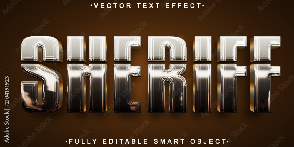 Foto Wild West Brown Shiny Sheriff Vector Fully Editable Smart Object Text Effect