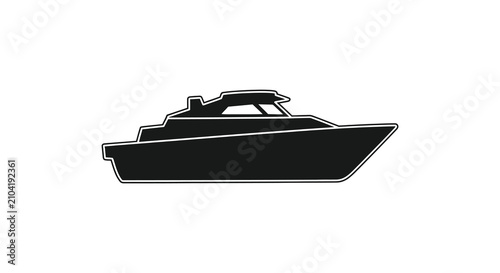 Canvas Print Motorboat silhouette on white background boat watercraft