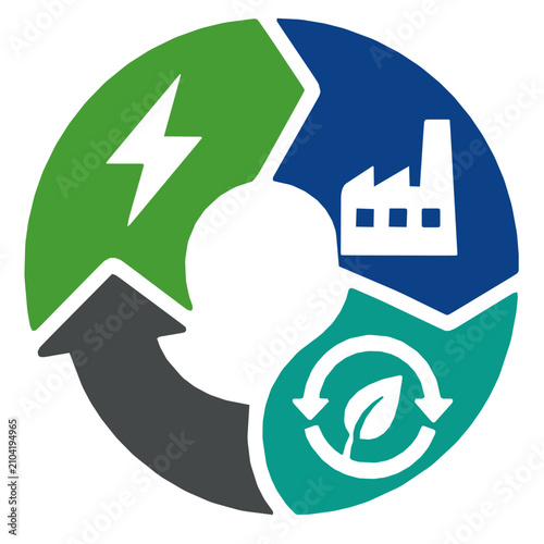 Simple corporate carbon flow loop loop sustainable business with
