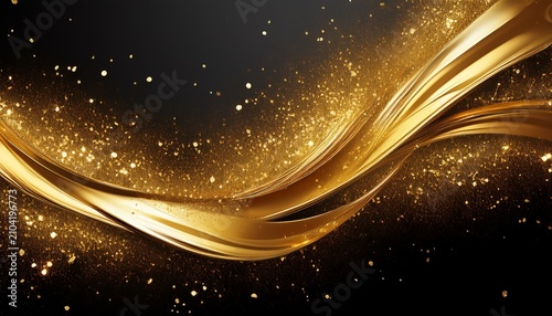 Gold Foil Splatter Glitter Stroke On Transparent Background Golden Glitter Confetti Background With Glowing Particles