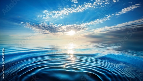 Blue Water Ripples And Sun Reflections