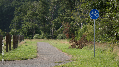 Quadro su tela BIKE PATH - A bike trail among parks, forests and meadows