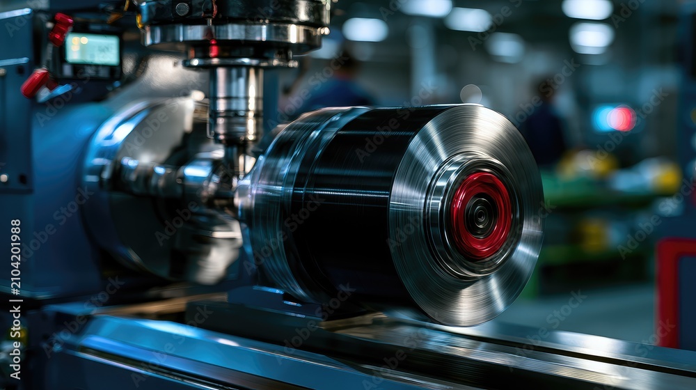 Fototapeta premium Capturing the Precision of Modern Machining: A Glimpse into Industrial Processes